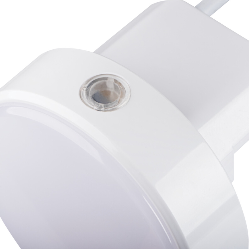 LED Dimmelhető irányfény alkonykapcsolóval konnektorba ULOV LED/0,5W/230V fehér