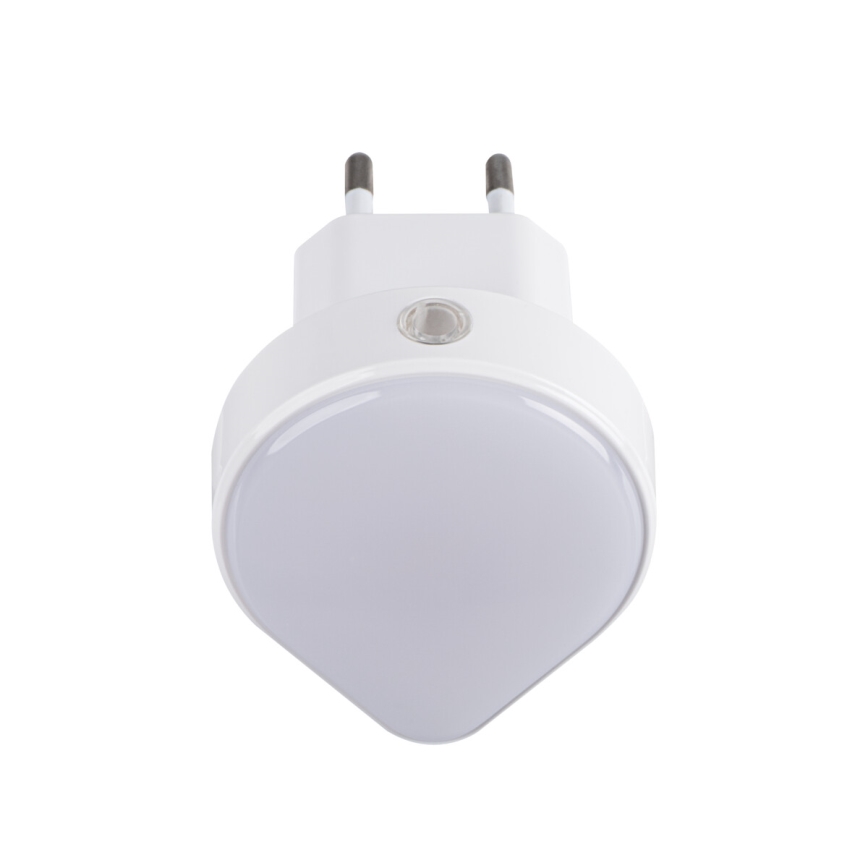 LED Dimmelhető irányfény alkonykapcsolóval konnektorba ULOV LED/0,5W/230V fehér