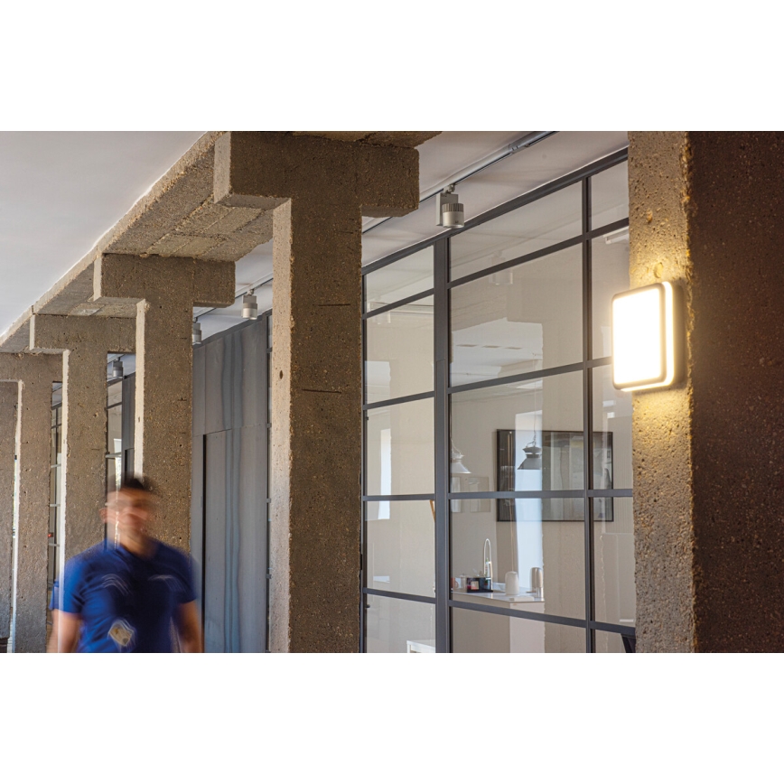 LED Kültéri mennyezeti lámpa mozgásérzékelővel BENO LED/12/18W/230V 3000/3500/4000K IP65 antracit szögletes