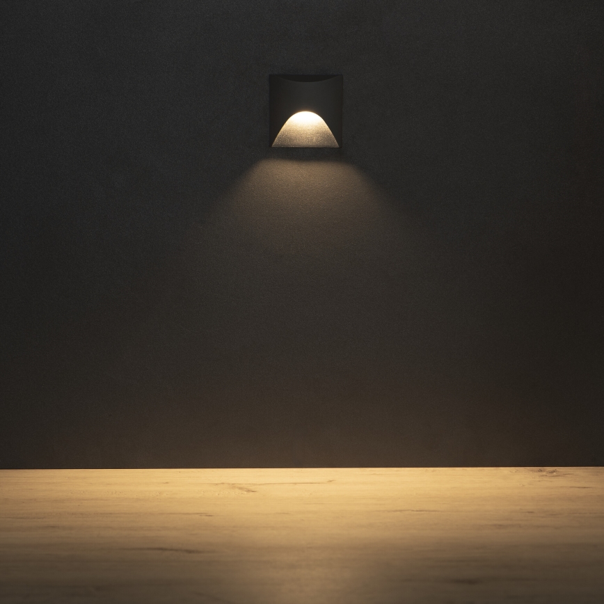 LED lépcsővilágító lámpa EXIN LED/2,5W/230V 3000K IP65 antracit szögletes