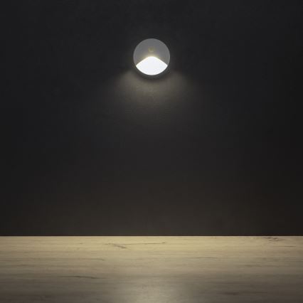 LED lépcsővilágító lámpa mozgás- és alkonyérzékelővel EXIN LED/2,5W/230V 4000K IP65 fehér, kerek