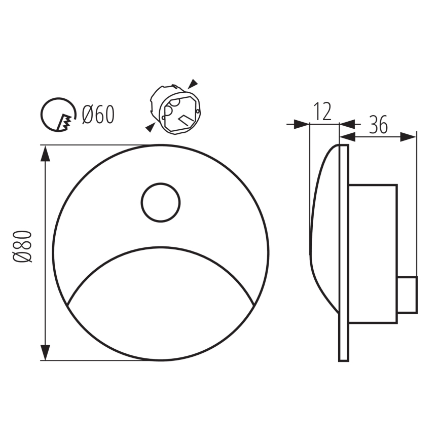 LED lépcsővilágító lámpa mozgás- és alkonyatérzékelővel EXIN LED/2,5W/230V 4000K IP65 fekete kerek