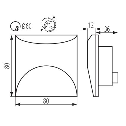 LED lépcsővilágító lámpa EXIN LED/2,5W/230V 4000K IP65 antracit szögletes
