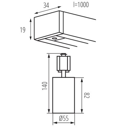 ALTEAR sínes rendszerű spotlámpa 2xGU10/10W/230V 1m fehér