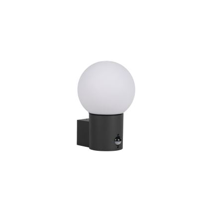 Kültéri fali lámpa mozgás- és alkonyérzékelővel STONO 1xE27/15W/230V IP65 antracit