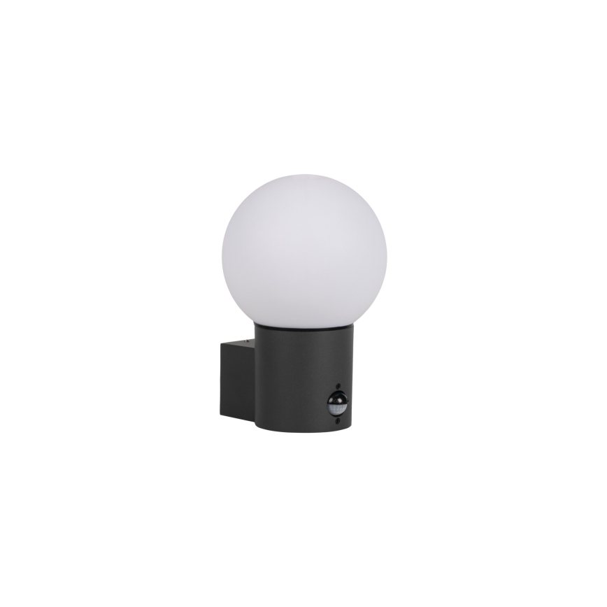 Kültéri fali lámpa mozgás- és alkonyérzékelővel STONO 1xE27/15W/230V IP65 antracit