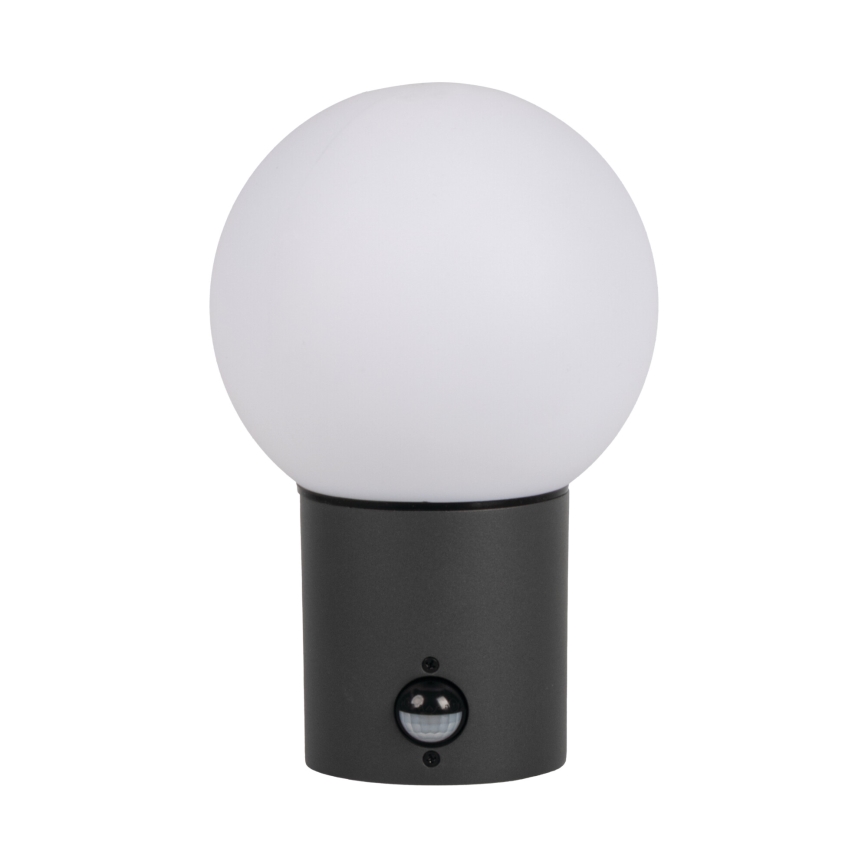 Kültéri fali lámpa mozgás- és alkonyérzékelővel STONO 1xE27/15W/230V IP65 antracit