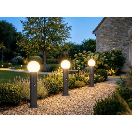 Kültéri lámpa mozgás- és alkonyérzékelővel STONO 1xE27/15W/230V 80 cm IP65 antracit