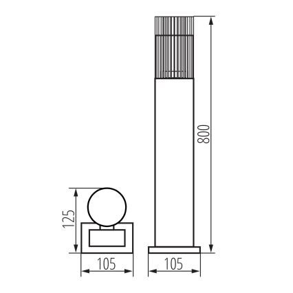 RADILO kültéri lámpa 1x GU10/11W/230V, 80 cm, IP44, fekete