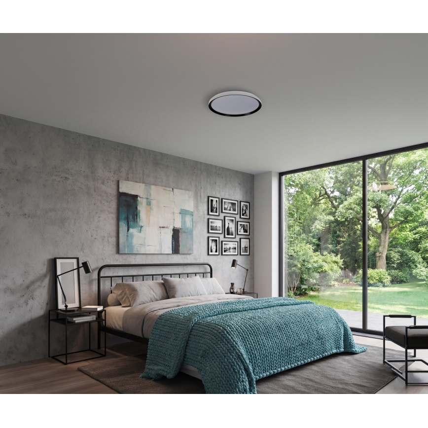 Fényerőszabályozható LED mennyezeti lámpa LIXAN LED/47W/230V 3000-6500K átm.: 38,6 cm fehér/fekete + távirányító