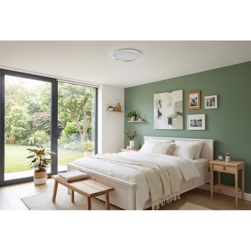 LED Fényerőszabályozható mennyezeti lámpa LIXAN LED/65W/230V 3000-6500K Ø 48,6 cm fehér/ezüst + távirányító