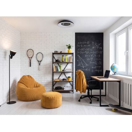 LED RGBW fényerőszabályozható mennyezeti lámpatest ventilátorral PLAVE PAN LED/48W/230V 3000–6500K átm. 60 cm fekete + távirányító