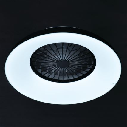 LED RGBW fényerőszabályozható mennyezeti lámpatest ventilátorral PLAVE PAN LED/48W/230V 3000–6500K átm. 60 cm fekete + távirányító