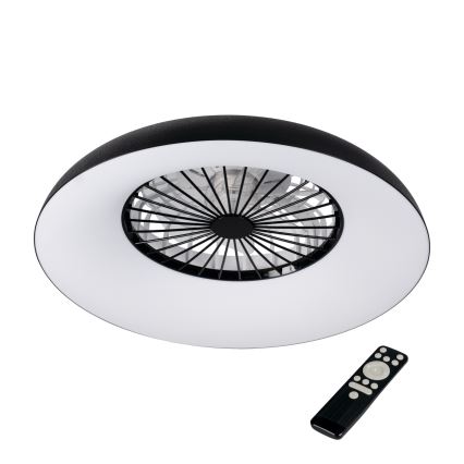 LED RGBW fényerőszabályozható mennyezeti lámpatest ventilátorral PLAVE PAN LED/48W/230V 3000–6500K átm. 60 cm fekete + távirányító