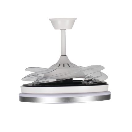 LED Fényerőszabályozható mennyezeti lámpa ventilátorral PLAVE LED/36W/230V 3000-6500K ezüst/fehér + távirányítóval