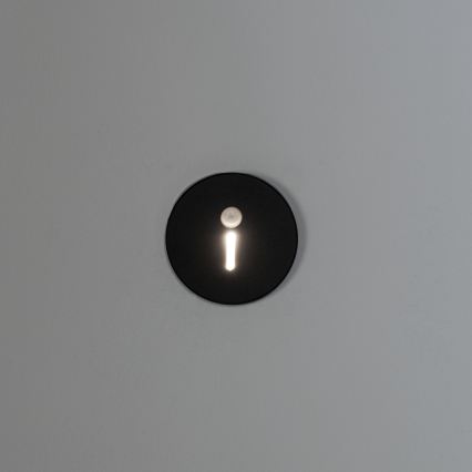 LED lépcsővilágító lámpatest mozgás- és alkonyatérzékelővel MAGNIK LED/1,7W/230V 2700/3300/3900/4600/5700K fekete kerek