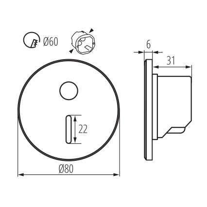 LED lépcsővilágító lámpatest mozgás- és alkonyatérzékelővel MAGNIK LED/1,7W/230V 2700/3300/3900/4600/5700K fekete kerek