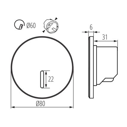 LED lépcsővilágító MAGNIK LED/1,7W/230V 2700/3300/3900/4600/5700K fehér kerek