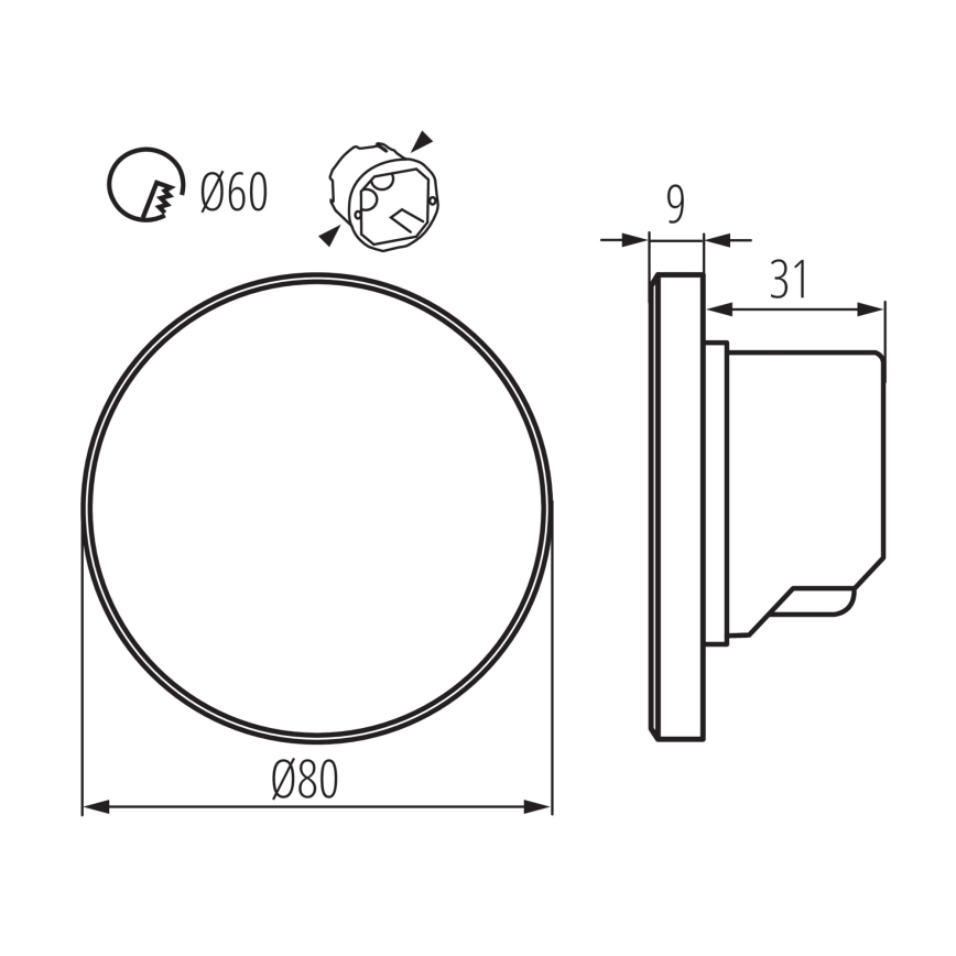 LED lépcsővilágító lámpatest MAGNIK LED/1,7W/230V 2700/3300/3900/4600/5700K fehér kerek