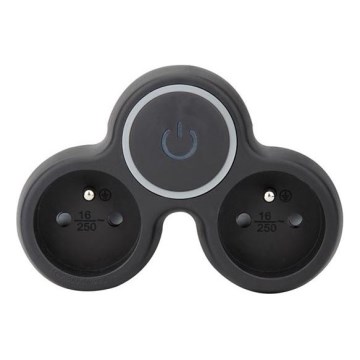 Kapcsolós 2×10A elosztó, fekete