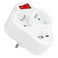 Kapcsolós elosztó 2 aljzattal + USB-C + USB-A