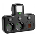 Kapcsolós elosztó LED-világítással LINEA PRO 2Z + 3xUSB A/C SCHUKO 4000K fekete