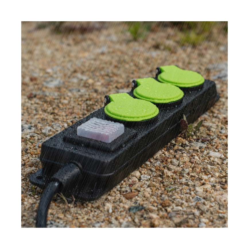 Kapcsolós hosszabbítókábel, 3 aljzat, 20 m, IP44