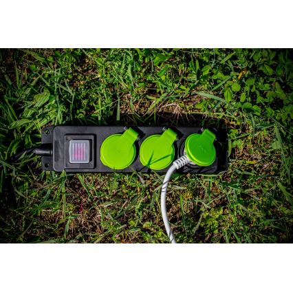 Kapcsolós hosszabbítókábel, 3 aljzat, 20 m, IP44