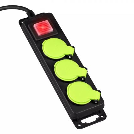 Kapcsolós hosszabbítókábel, 3 aljzat, 20 m, IP44