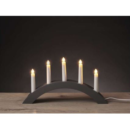 Karácsonyi gyertyatartó 5xE10/15W/230V szürke