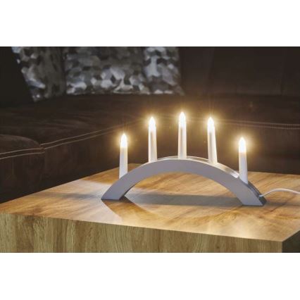 Karácsonyi gyertyatartó 5xE10/15W/230V szürke