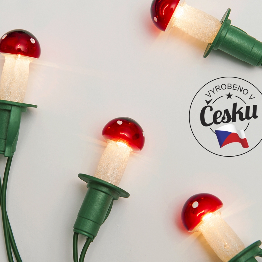Karácsonyi lánc 7,7 m TOADSTOOL 12xE10/230V piros, Európában készült