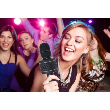 Karaoke mikrofon, 6W/5V, 1500 mAh, Bluetooth, fekete