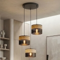 KARBON kábelen függő csillár, 3xE27/15W/230V, fekete/barna