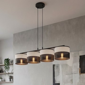 KARBON kábeles csillár 4xE27/15W/230V fekete/szürke