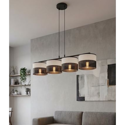 KARBON kábeles csillár 4xE27/15W/230V fekete/szürke