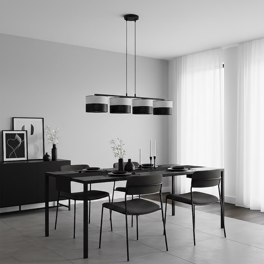 KARBON kábeles csillár 4xE27/15W/230V fekete/szürke