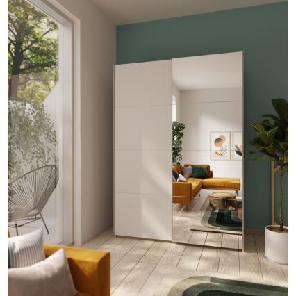 KARO gardróbszekrény tükörrel, 150x210 cm, fehér