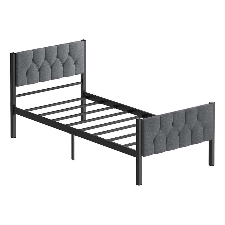 KAROM fém egyszemélyes ágy 90x200 cm, szürke, teherbírás 120 kg