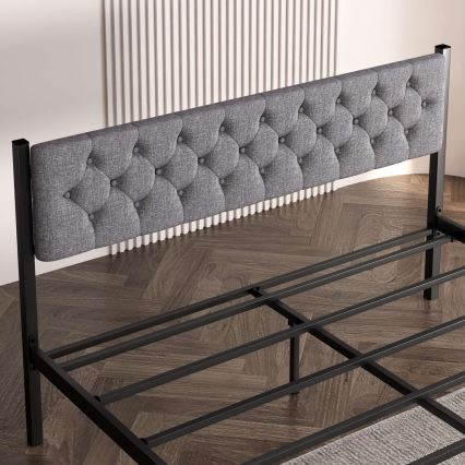 KAROM fém kétszemélyes ágy 120x200 cm, szürke, teherbírás 120 kg