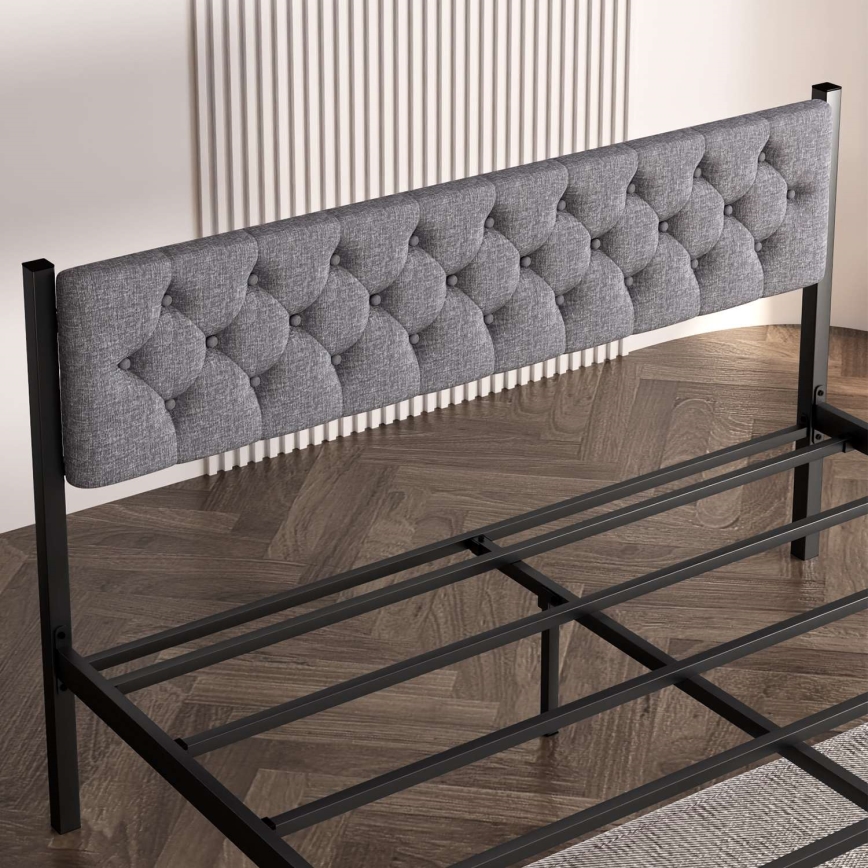 KAROM fém kétszemélyes ágy 120x200 cm, szürke, teherbírás 120 kg