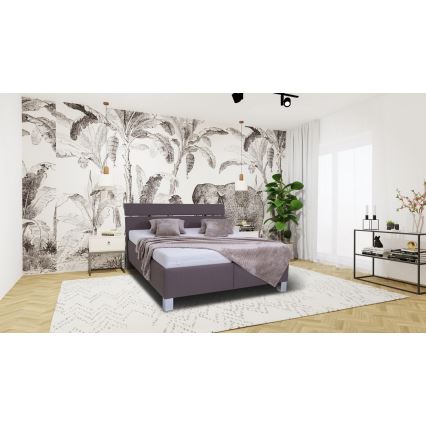 Kárpitozott ágy ALIS, ágyneműtartóval, matrac nélkül, 180x200 cm, barna