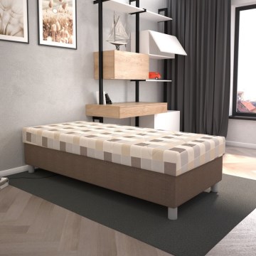 Kárpitozott ágy beépített tárolóval és matraccal GEORGE 90x200 cm barna