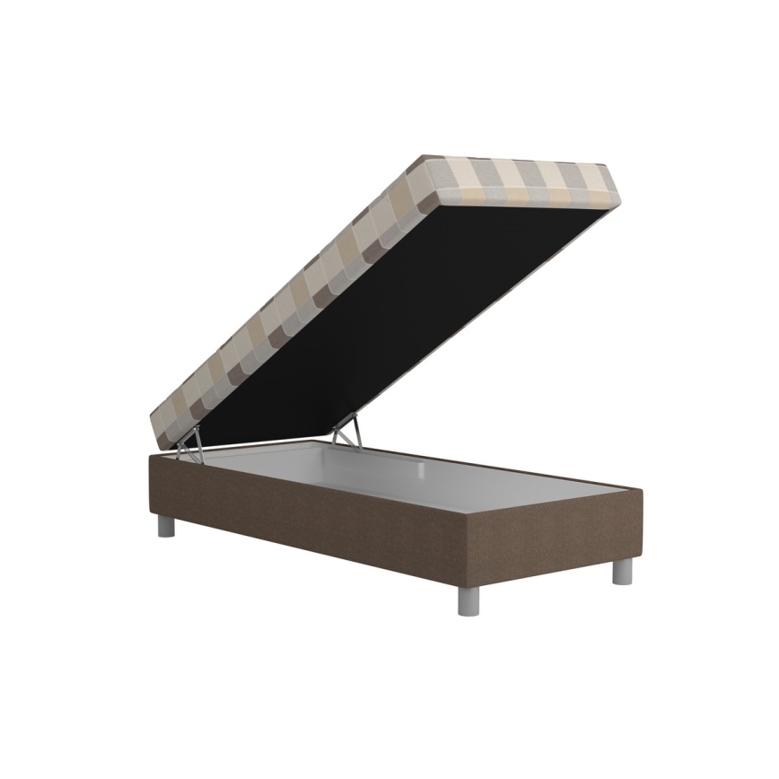 Kárpitozott ágy beépített tárolóval és matraccal GEORGE 90x200 cm barna