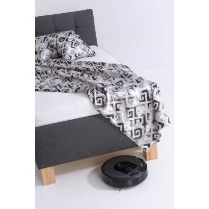 Kárpitozott ágy MARIA ONE 90x200 cm, matraccal és ágyneműtartóval, szürke