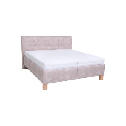 Kárpitozott ágy matraccal és beépített tárolóval VIOLET 160x200 cm bézs