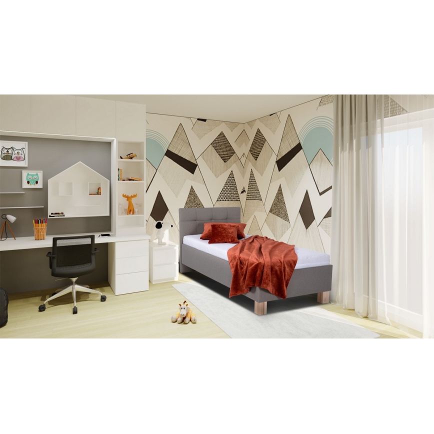 Kárpitozott ágy matraccal és tárolóhellyel MARIA ONE 90x200 cm taupe