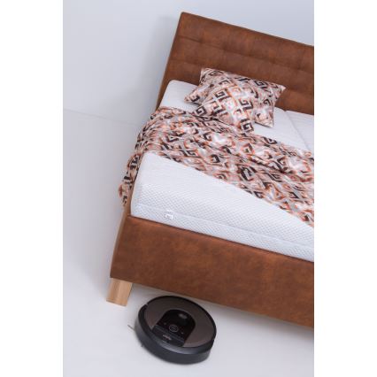 Kárpitozott ágy matraccal és tárolóval VIOLET 160x200 cm konyakbarna