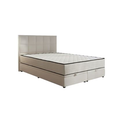 Kárpitozott ágy matracokkal és ágyneműtárolóval GRACE 140x200 cm bézs