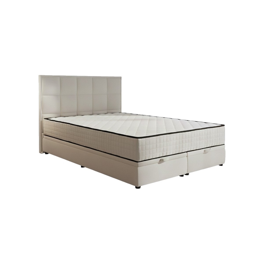 Kárpitozott ágy matracokkal és ágyneműtárolóval GRACE 140x200 cm bézs